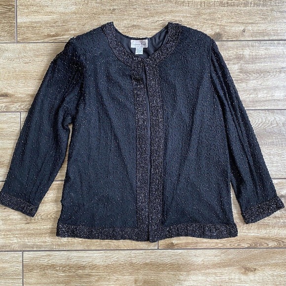 Laurence Kazar Beaded Silk Blazer Cocktail Jacket - Picture 2 of 9